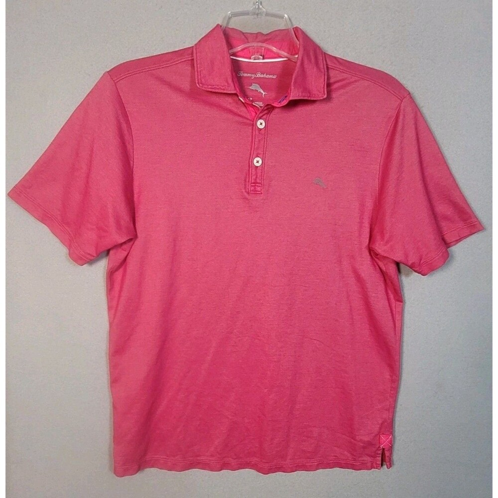 Tommy Bahama Polo Shirt Mens S Pink Short Sleeve Performance Golf Resort